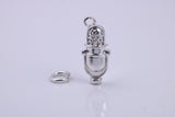 Antique Microphone Charm, Traditional Charm, Made from Solid 925 Grade Sterling Silver, Complete with Attachment Link
