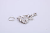Princess Charm, Traditional Charm, Made from Solid 925 Grade Sterling Silver, Complete with Attachment Link