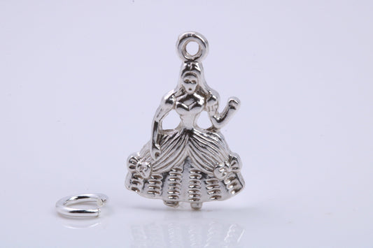 Princess Charm, Traditional Charm, Made from Solid 925 Grade Sterling Silver, Complete with Attachment Link
