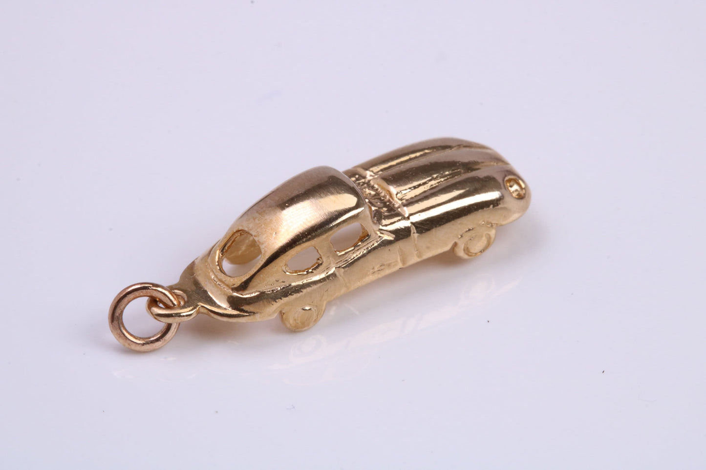 E Type Jaguar Car Charm, Made From Solid 9ct Yellow Gold, British Hallmarked and Complete With Attachment Link