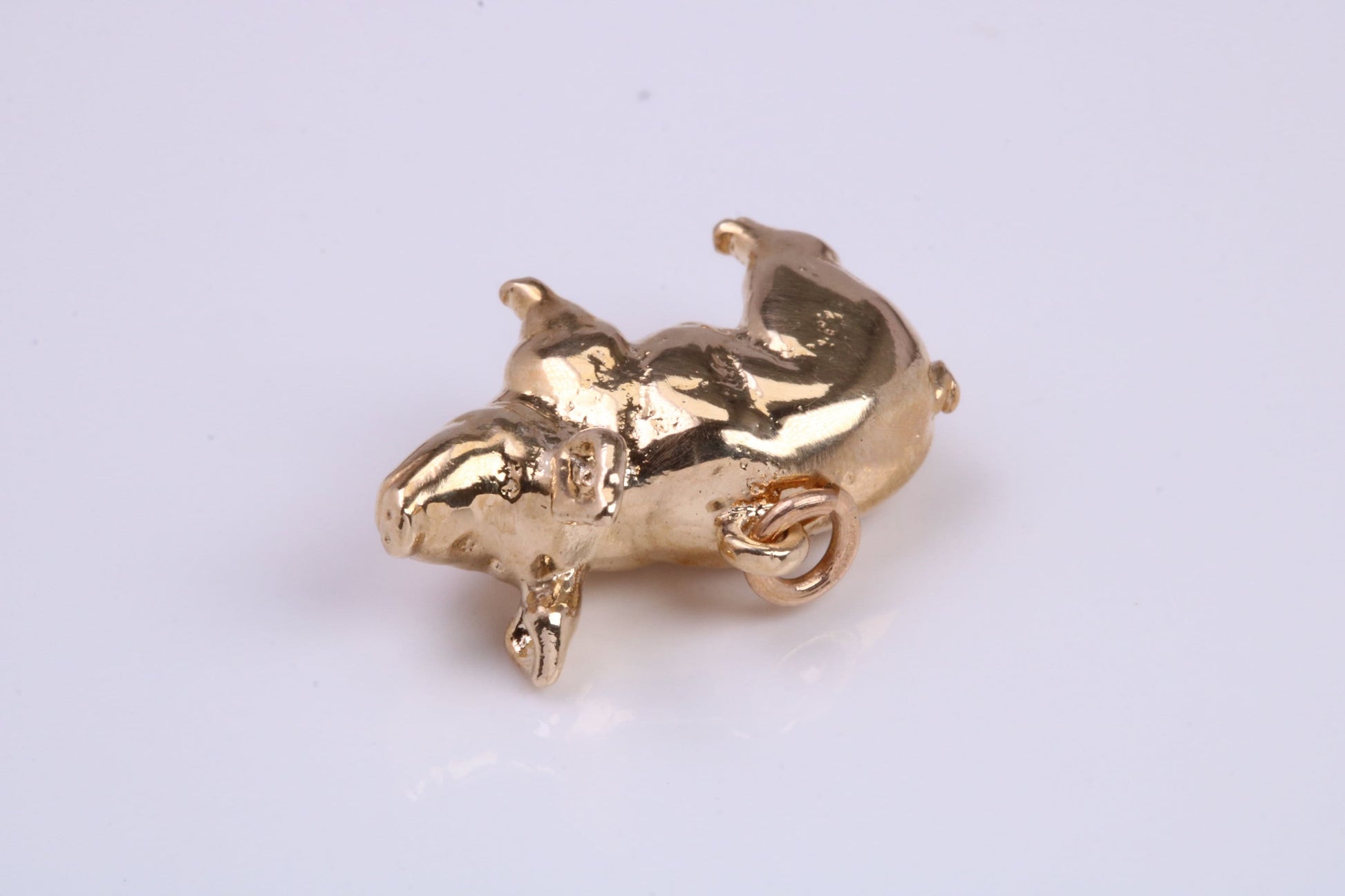 Farm Pig Charm, Made From Solid 9ct Yellow Gold, British Hallmarked and Complete With Attachment Link