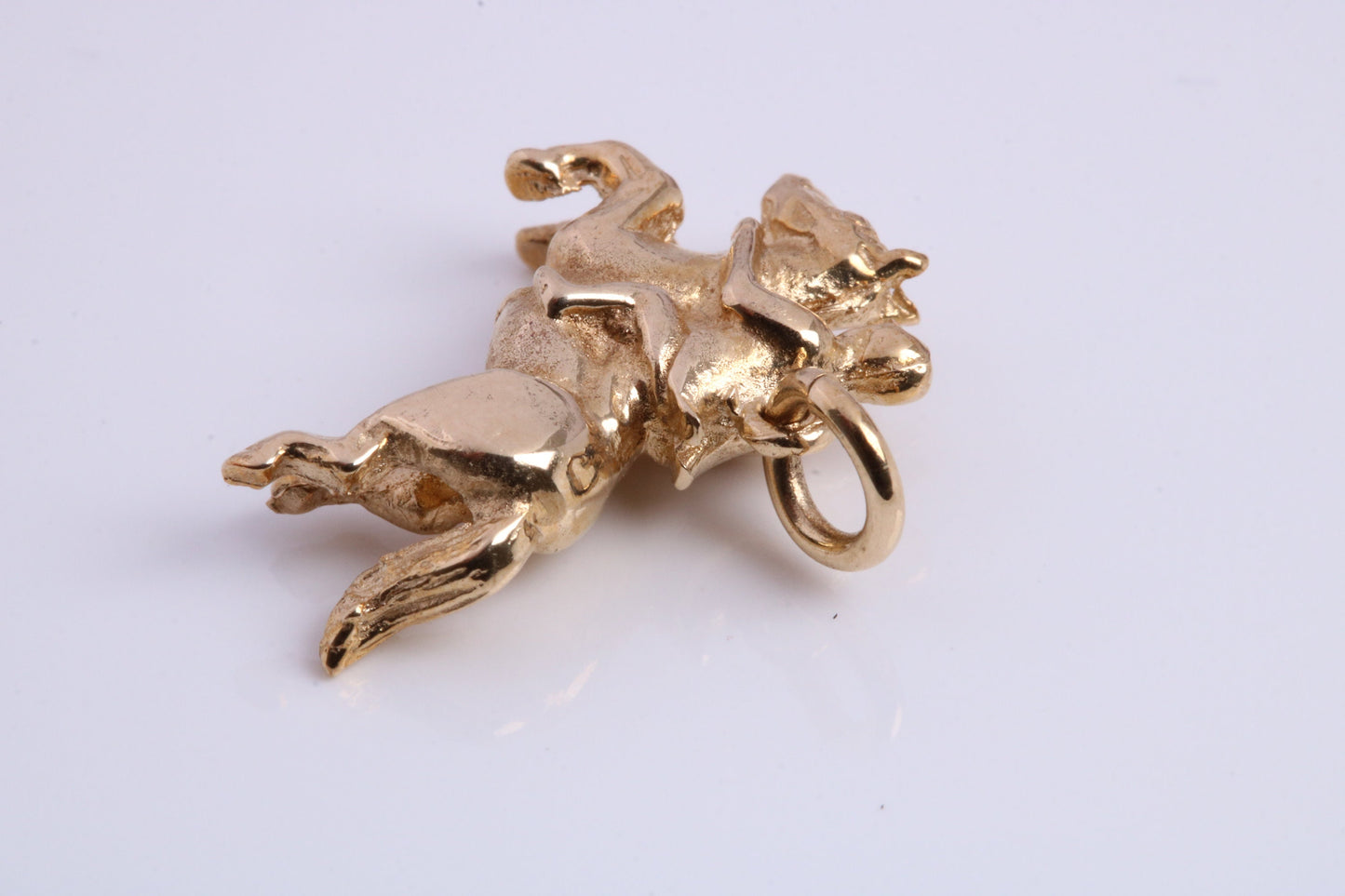 Jockey on Horse Charm, Made From Solid 9ct Yellow Gold, British Hallmarked and Complete With Attachment Link