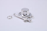 Magicians Hat Charm, Traditional Charm, Made from Solid Cast 925 Grade Sterling Silver, Complete with Attachment Link