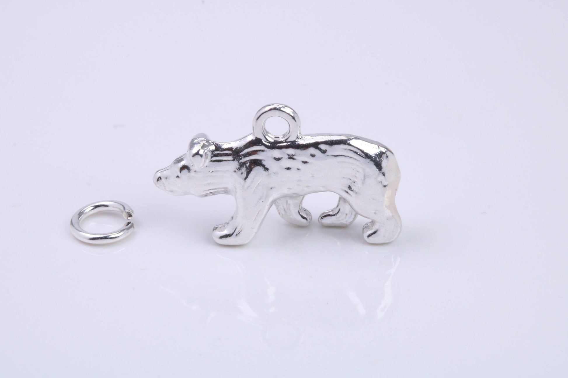 California Bear Charm, Traditional Charm, Made from Solid 925 Grade Sterling Silver, Complete with Attachment Link