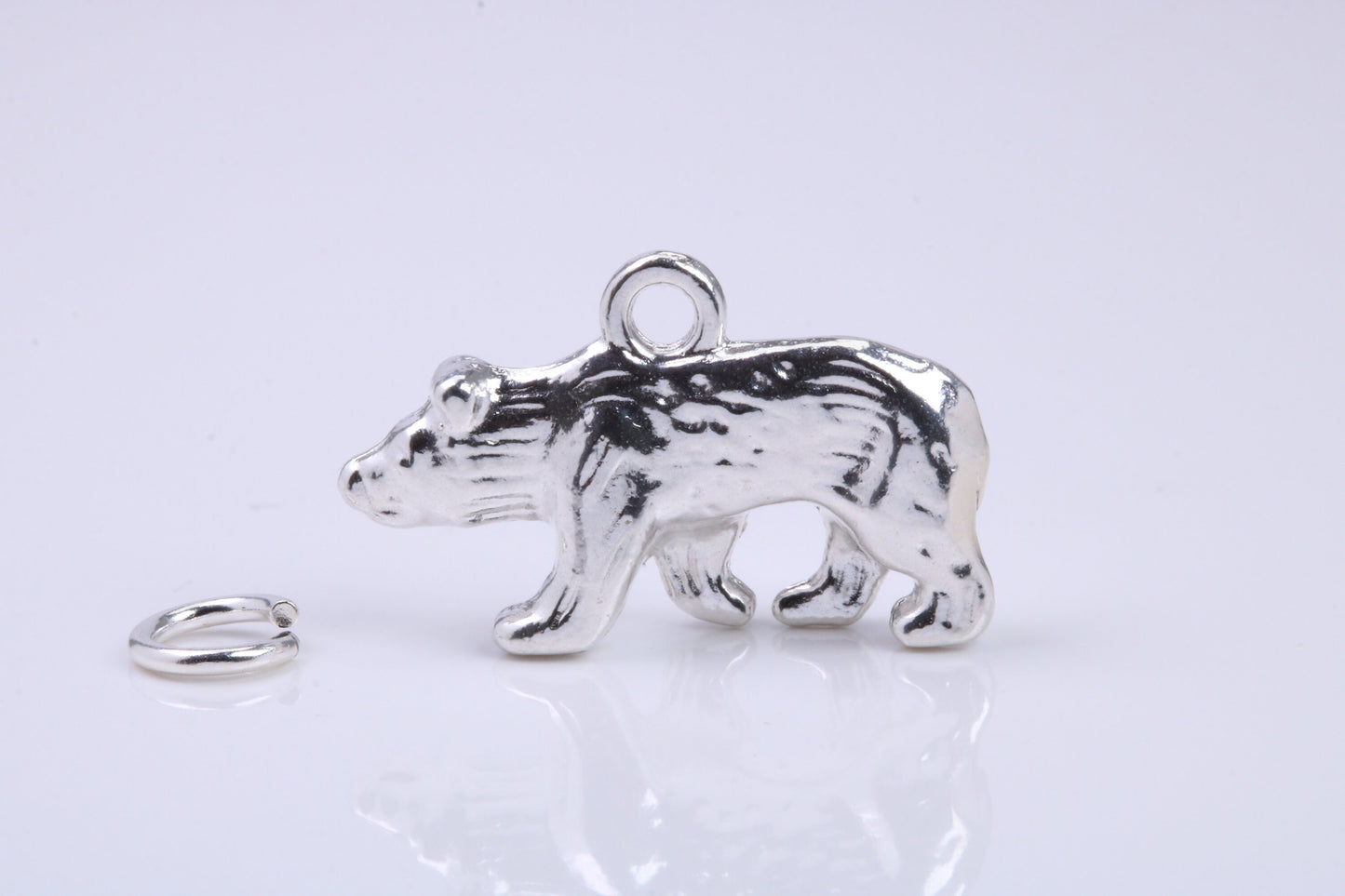 California Bear Charm, Traditional Charm, Made from Solid 925 Grade Sterling Silver, Complete with Attachment Link