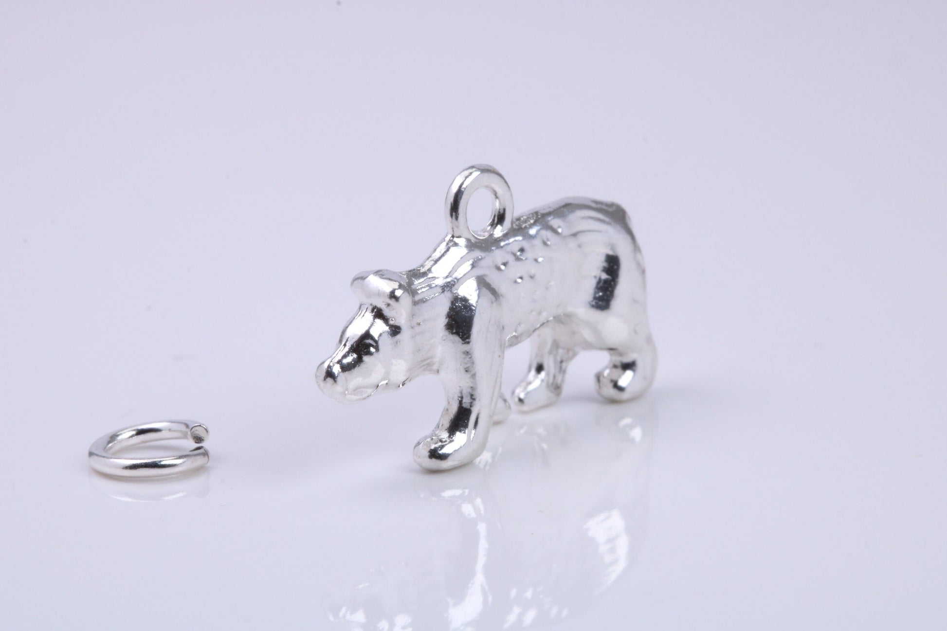 California Bear Charm, Traditional Charm, Made from Solid 925 Grade Sterling Silver, Complete with Attachment Link