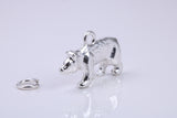 California Bear Charm, Traditional Charm, Made from Solid 925 Grade Sterling Silver, Complete with Attachment Link