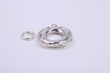 Lifebuoy Charm, Traditional Charm, Made from Solid 925 Grade Sterling Silver, Complete with Attachment Link