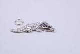 Crocodile Charm, Traditional Charm, Made from Solid 925 Grade Sterling Silver, Complete with Attachment Link
