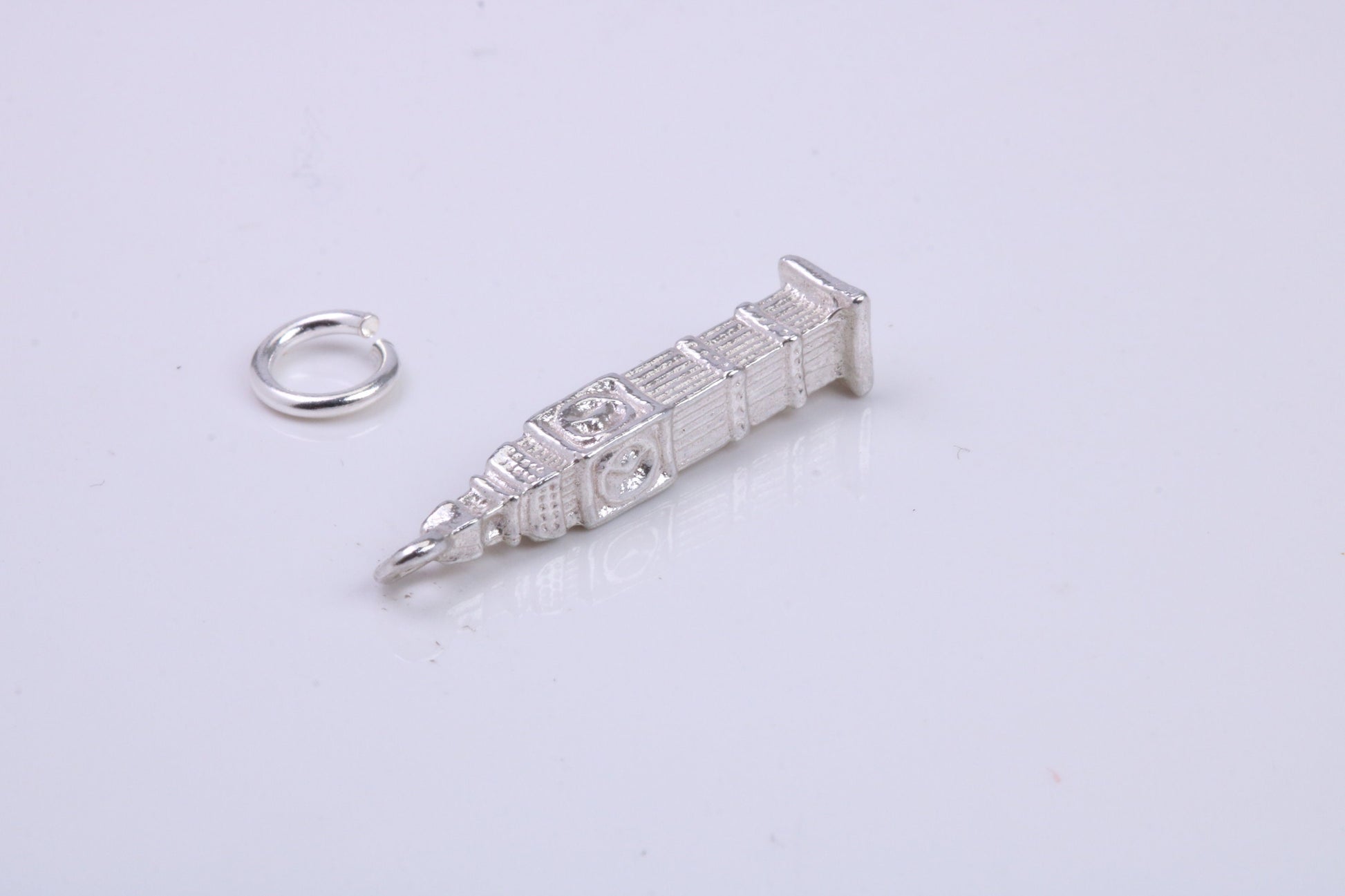 Iconic London Big Ben Charm, Traditional Charm, Made from Solid 925 Grade Sterling Silver, Complete with Attachment Link