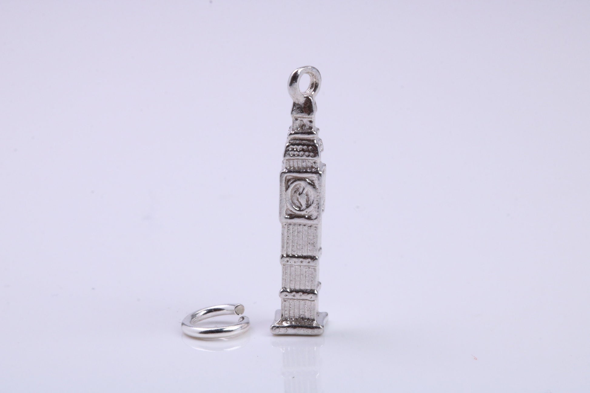 Iconic London Big Ben Charm, Traditional Charm, Made from Solid 925 Grade Sterling Silver, Complete with Attachment Link