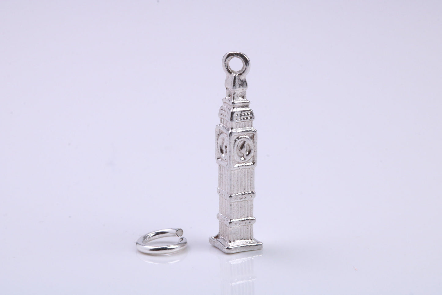 Iconic London Big Ben Charm, Traditional Charm, Made from Solid 925 Grade Sterling Silver, Complete with Attachment Link