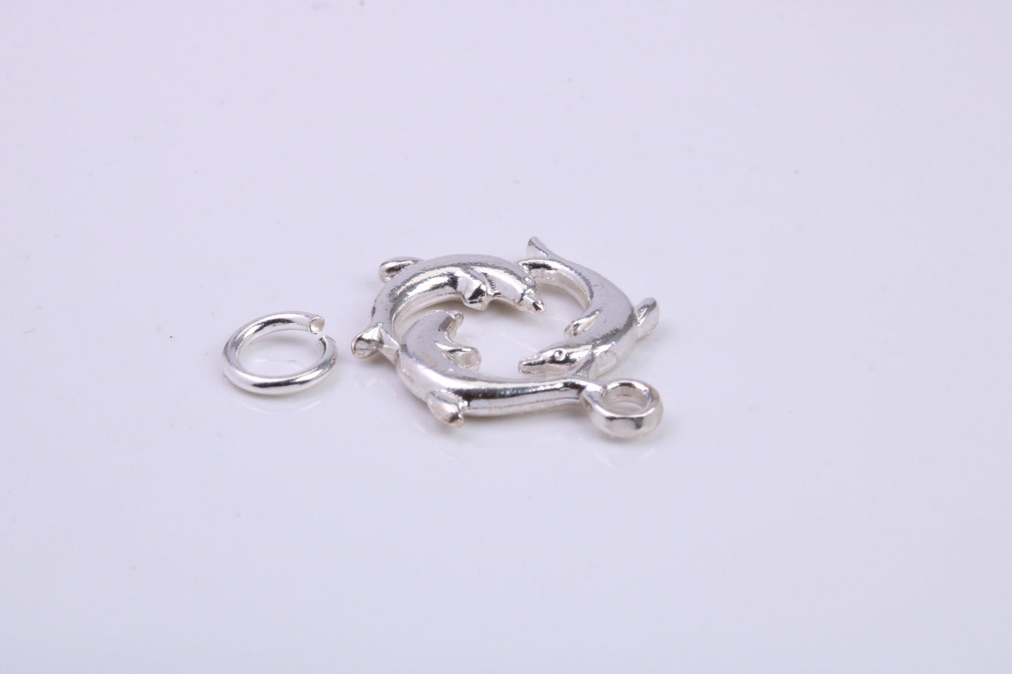 Performing Dolphins Charm, Traditional Charm, Made from Solid 925 Grade Sterling Silver, Complete with Attachment Link