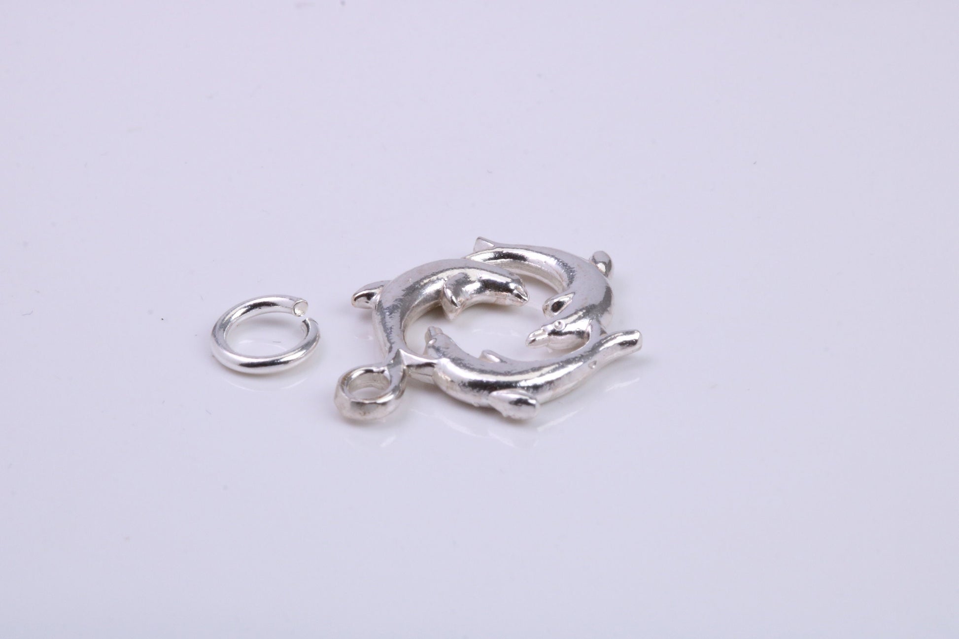 Performing Dolphins Charm, Traditional Charm, Made from Solid 925 Grade Sterling Silver, Complete with Attachment Link