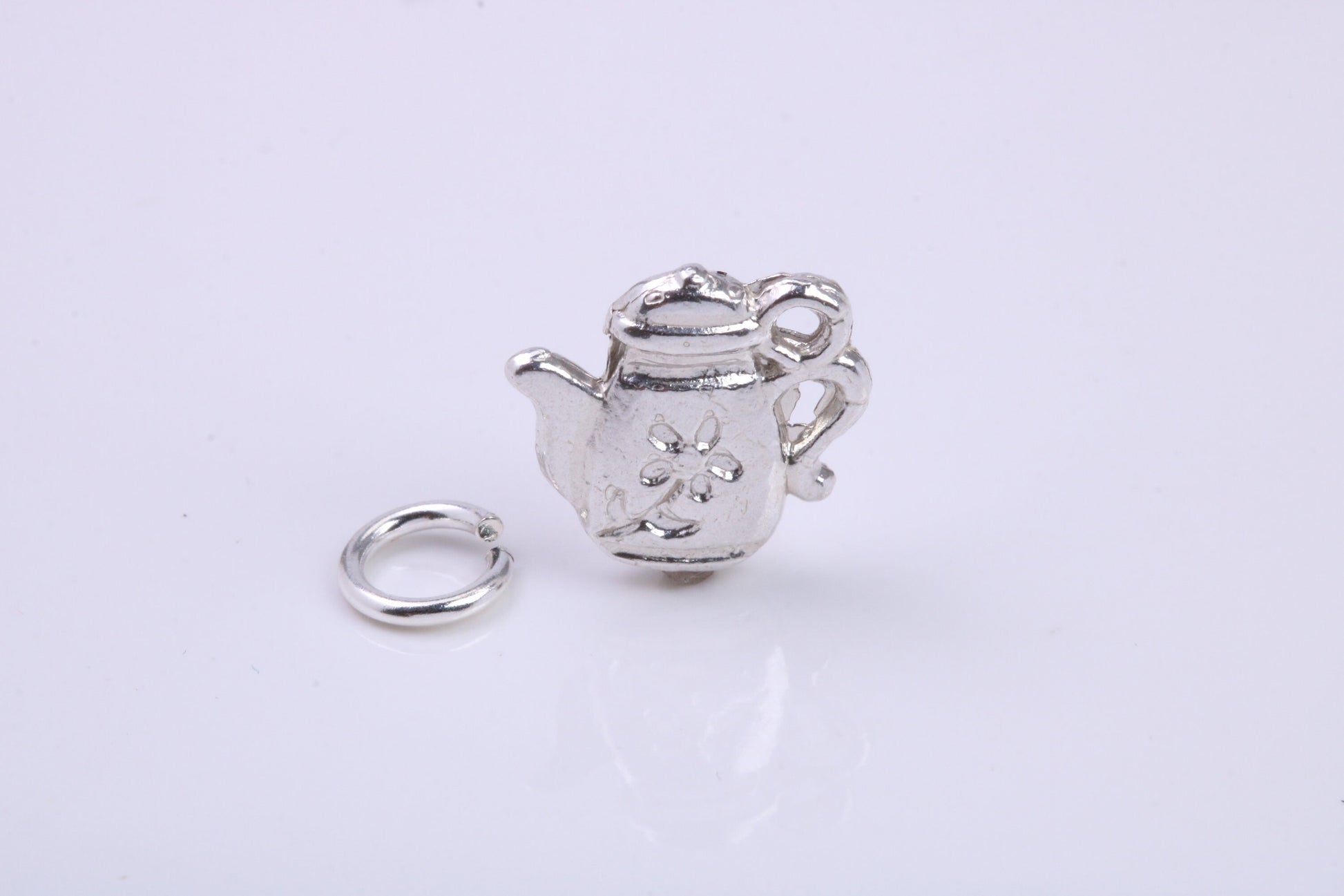 Tea Pot Charm, Traditional Charm, Made from Solid 925 Grade Sterling Silver, Complete with Attachment Link