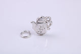 Tea Pot Charm, Traditional Charm, Made from Solid 925 Grade Sterling Silver, Complete with Attachment Link
