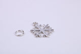 Snow Flake Charm, Traditional Charm, Made from Solid 925 Grade Sterling Silver, Complete with Attachment Link