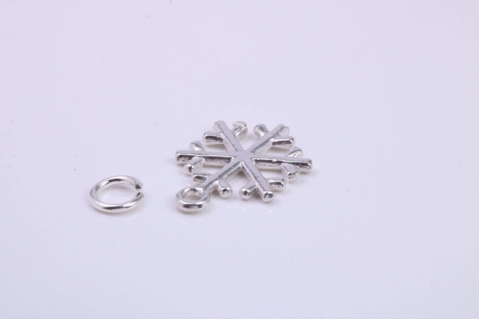 Snow Flake Charm, Traditional Charm, Made from Solid 925 Grade Sterling Silver, Complete with Attachment Link