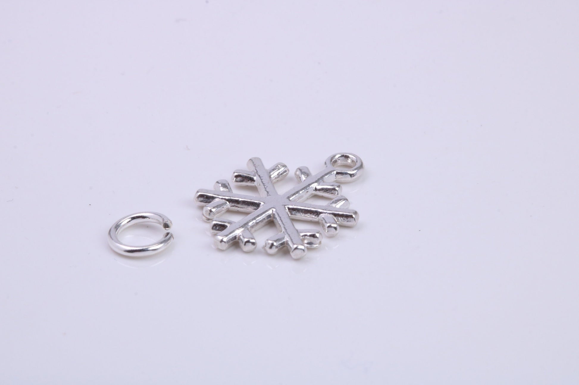 Snow Flake Charm, Traditional Charm, Made from Solid 925 Grade Sterling Silver, Complete with Attachment Link