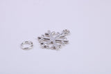 Snow Flake Charm, Traditional Charm, Made from Solid 925 Grade Sterling Silver, Complete with Attachment Link