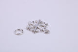 Snow Flake Charm, Traditional Charm, Made from Solid 925 Grade Sterling Silver, Complete with Attachment Link