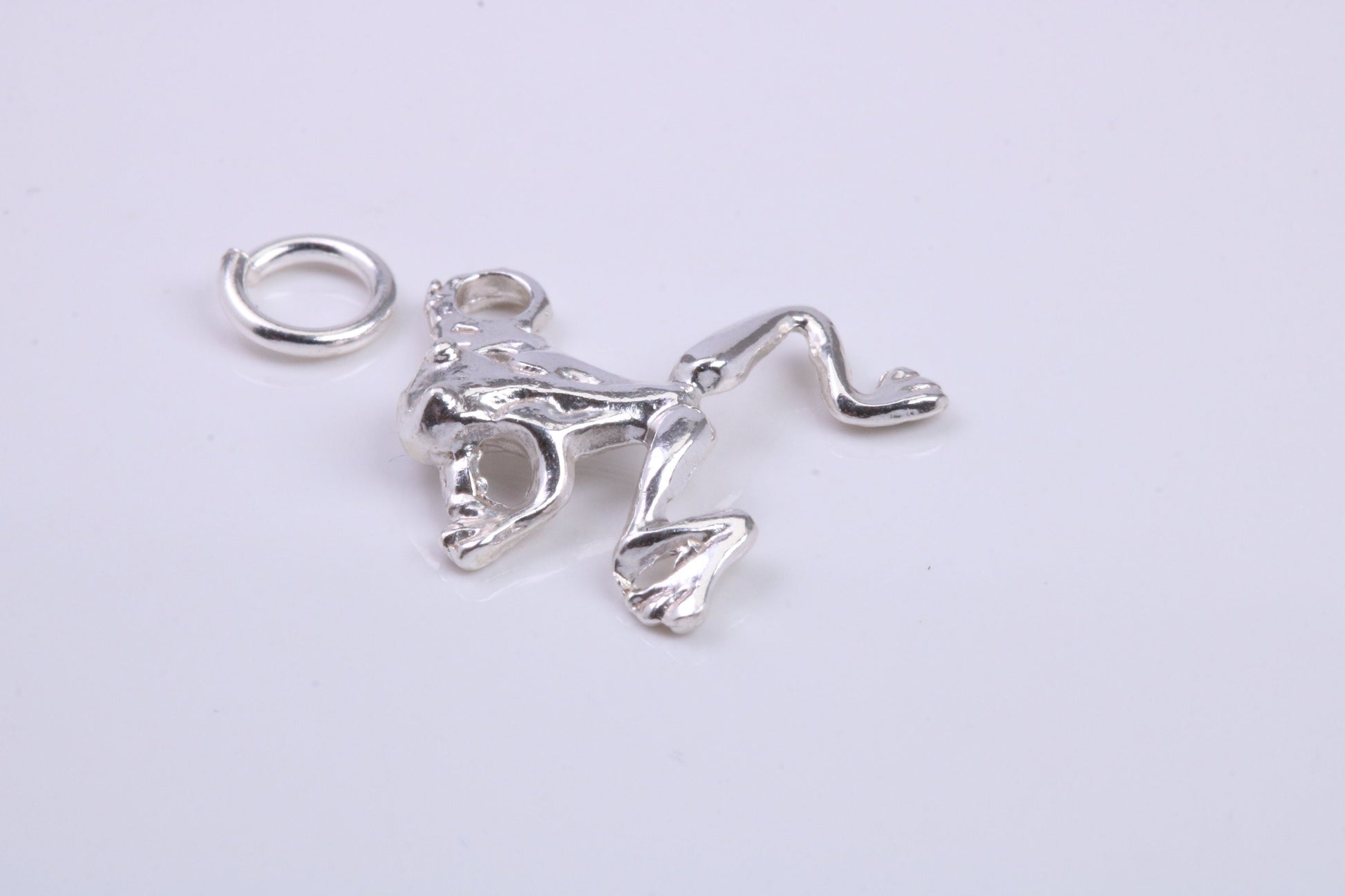 Frog Charm, Traditional Charm, Made from Solid 925 Grade Sterling Silver, Complete with Attachment Link