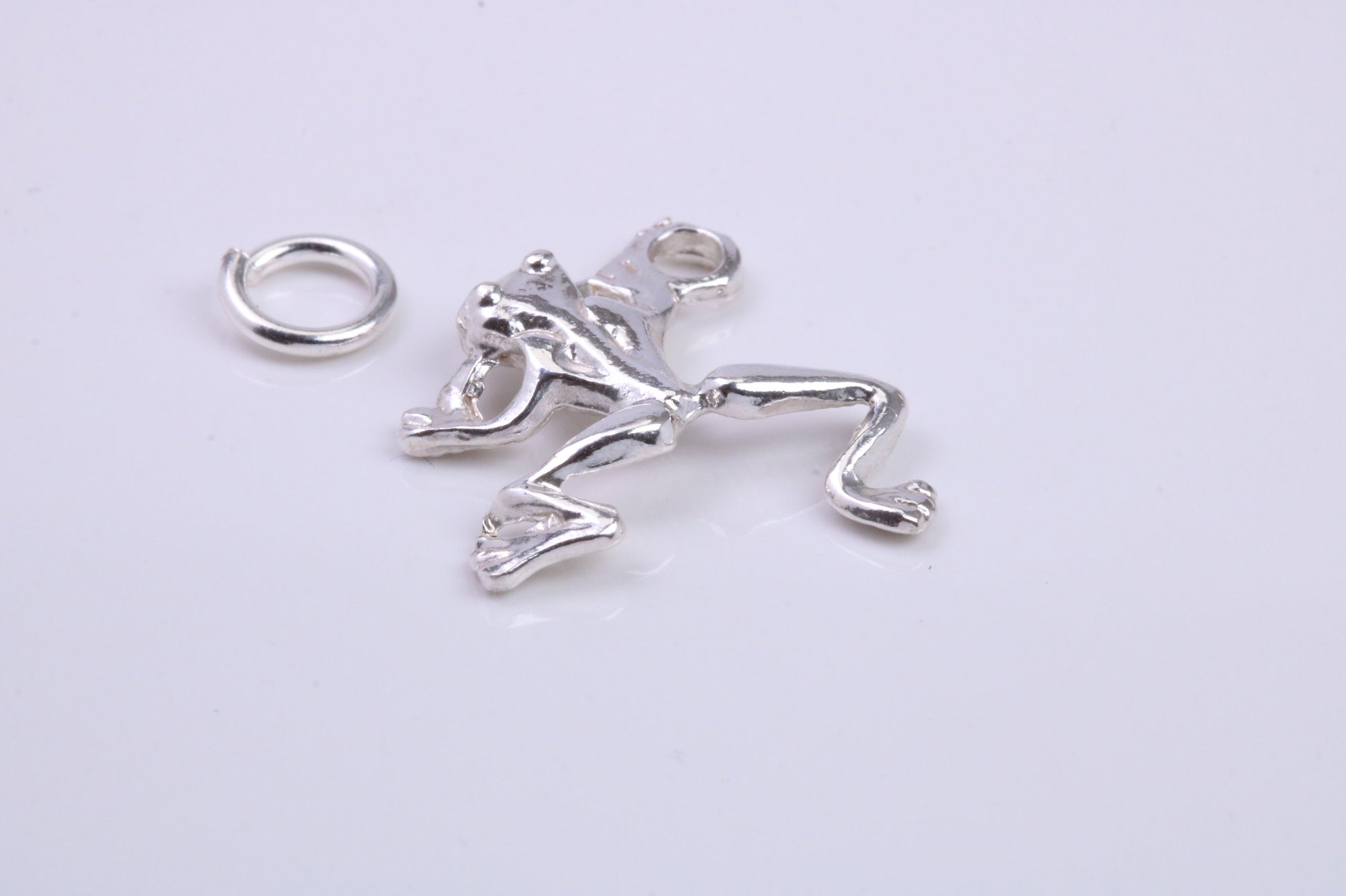 Frog Charm, Traditional Charm, Made from Solid 925 Grade Sterling Silver, Complete with Attachment Link