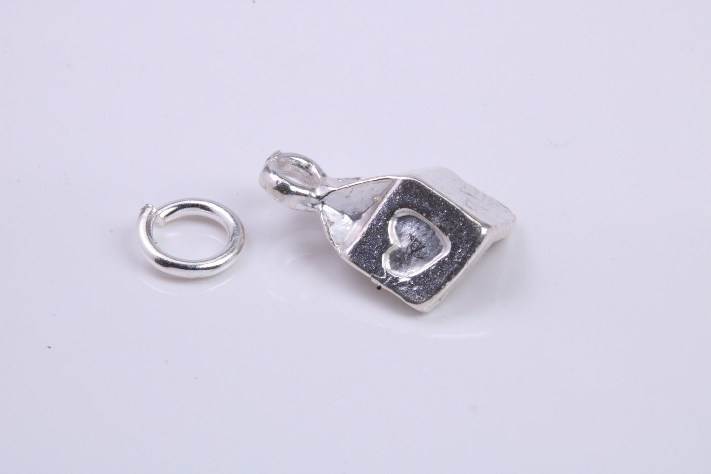 Milk Carton Charm, Traditional Charm, Made from Solid 925 Grade Sterling Silver, Complete with Attachment Link