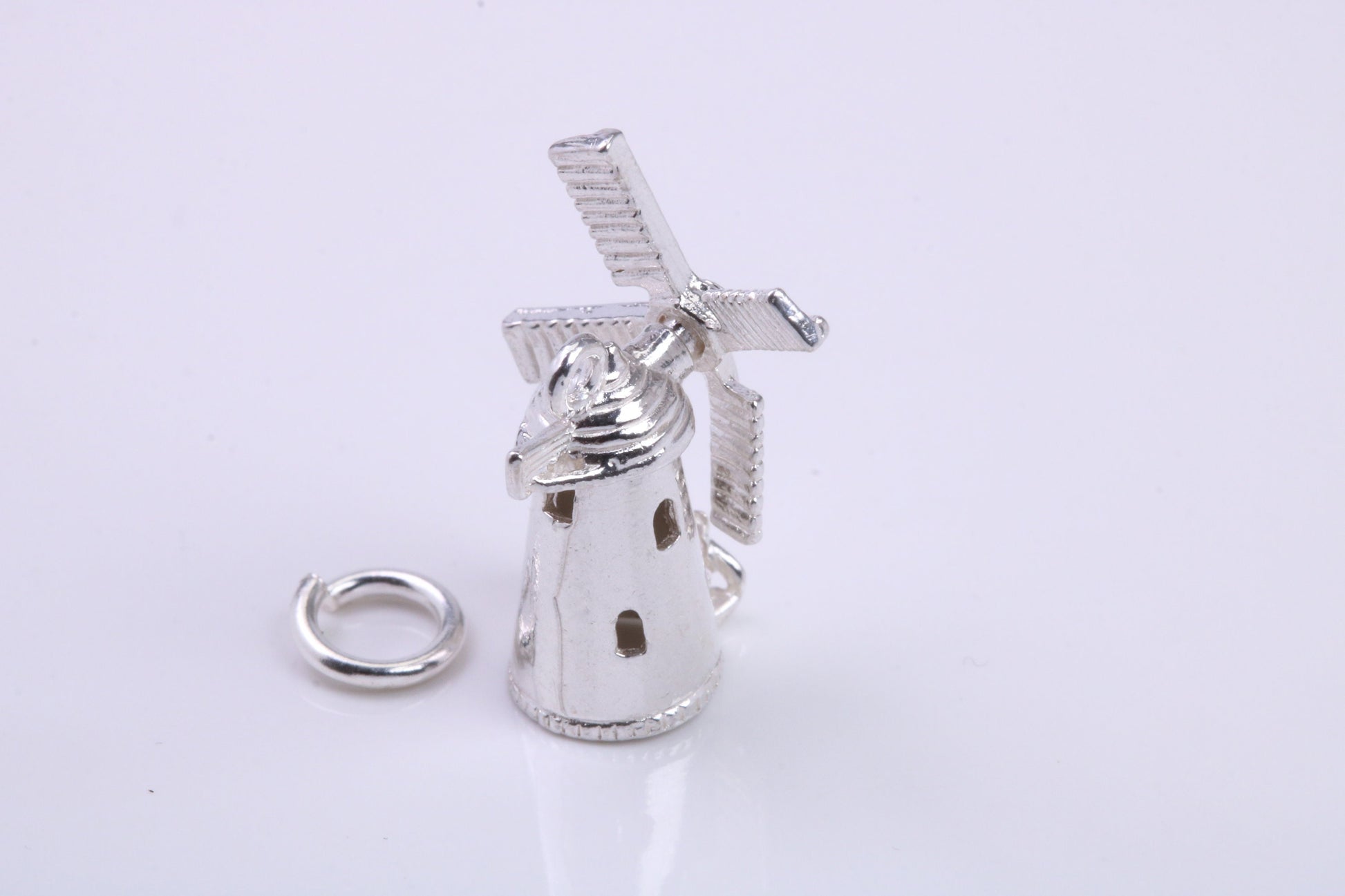 Windmill Charm, Traditional Charm, Made from Solid 925 Grade Sterling Silver, Complete with Attachment Link