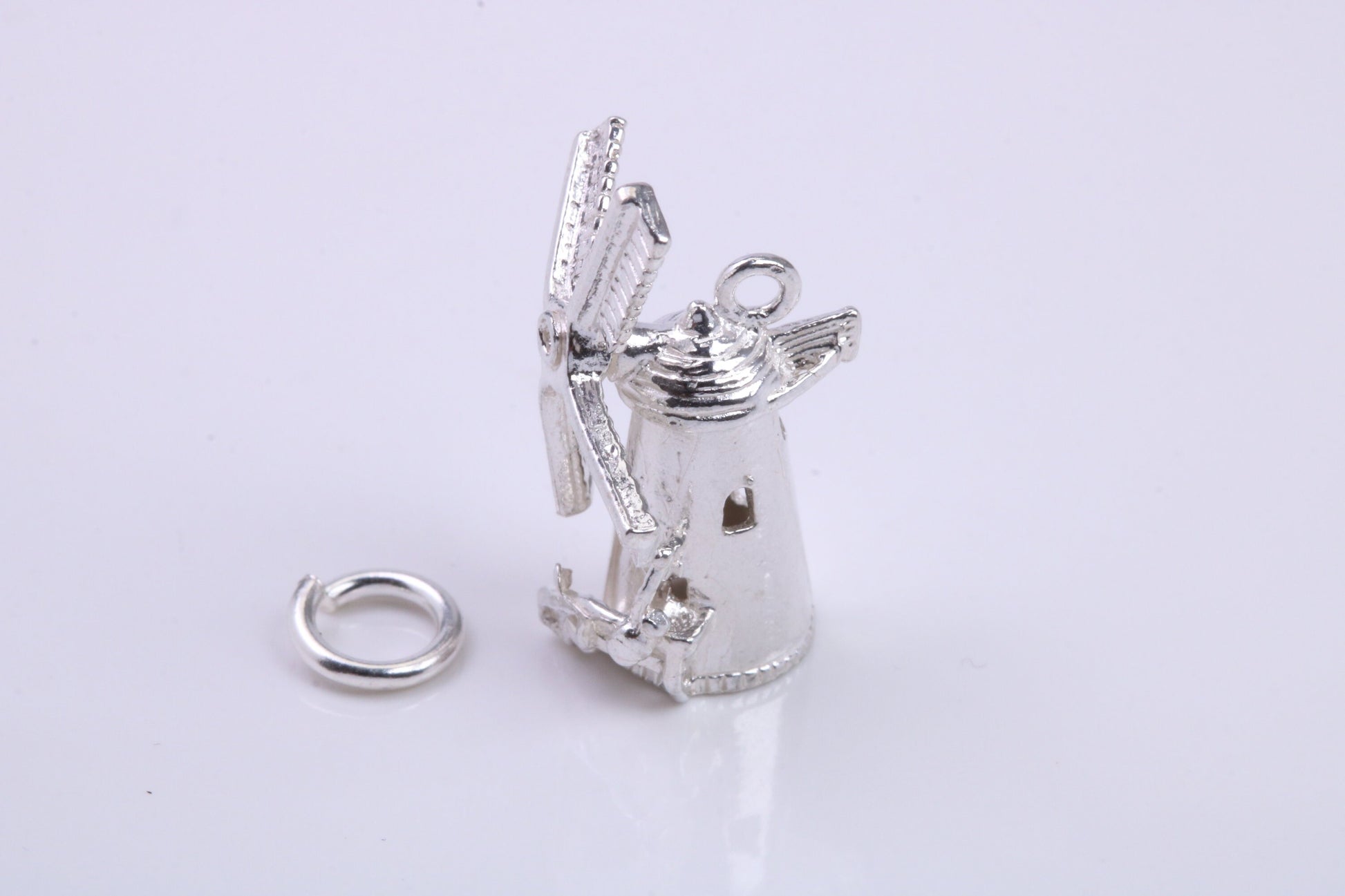 Windmill Charm, Traditional Charm, Made from Solid 925 Grade Sterling Silver, Complete with Attachment Link