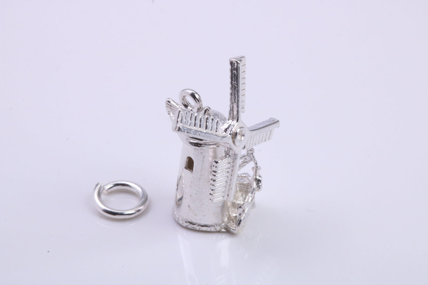 Windmill Charm, Traditional Charm, Made from Solid 925 Grade Sterling Silver, Complete with Attachment Link