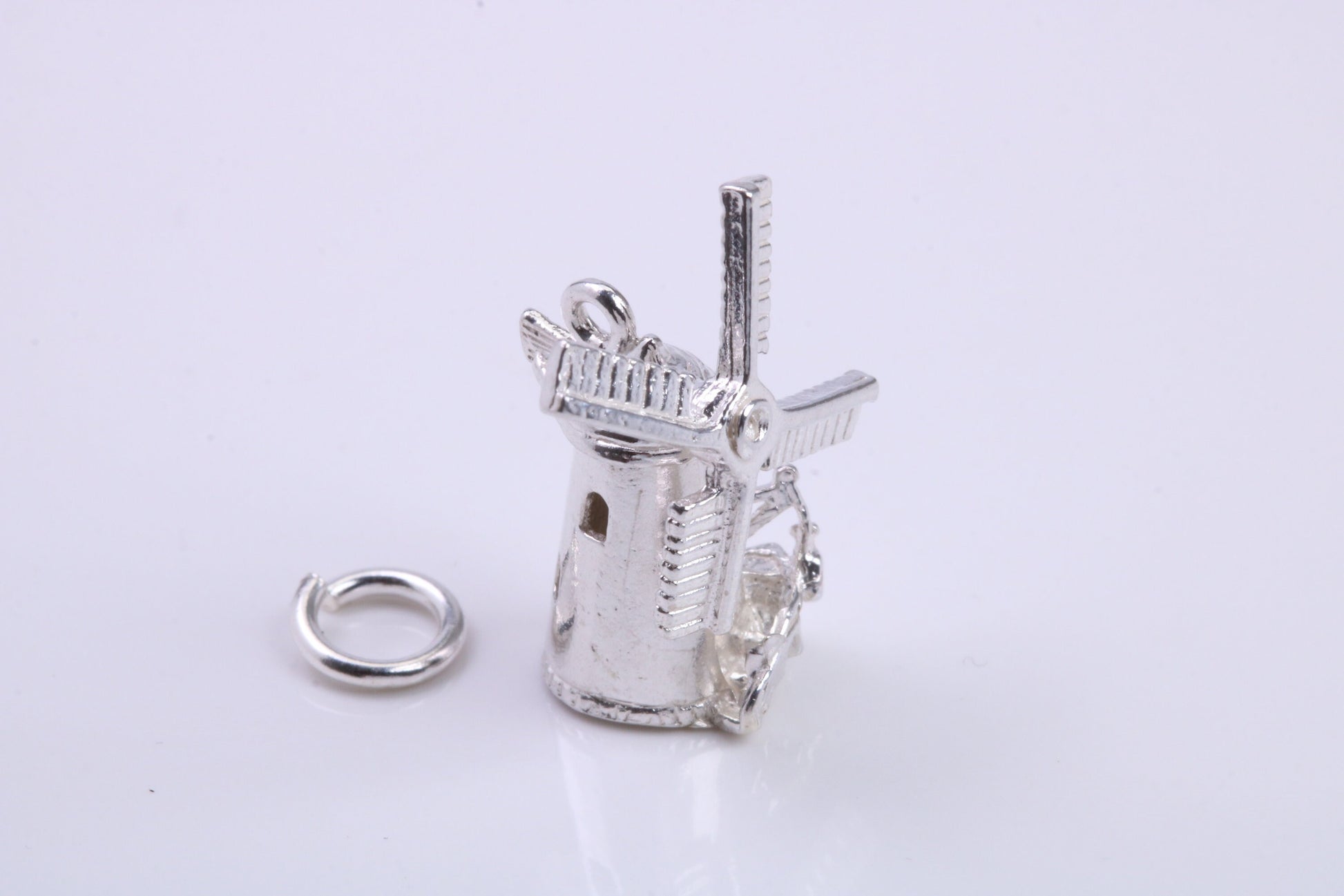 Windmill Charm, Traditional Charm, Made from Solid 925 Grade Sterling Silver, Complete with Attachment Link