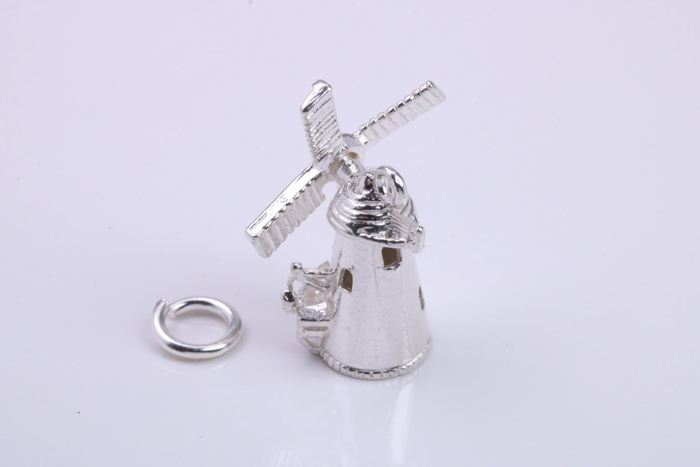 Windmill Charm, Traditional Charm, Made from Solid 925 Grade Sterling Silver, Complete with Attachment Link