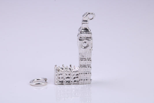 Iconic London Big Ben Charm, Traditional Charm, Made from Solid 925 Grade Sterling Silver, Complete with Attachment Link