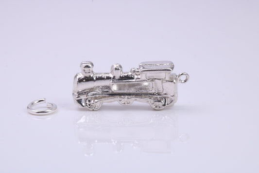 Train Charm, Traditional Charm, Made from Solid 925 Grade Sterling Silver, Complete with Attachment Link