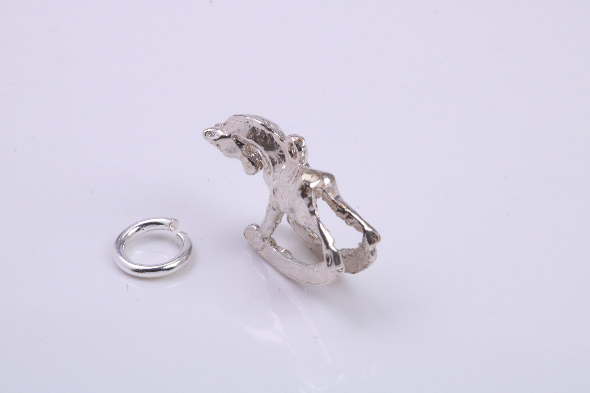 Rocking Horse Charm, Traditional Charm, Made from Solid 925 Grade Sterling Silver, Complete with Attachment Link