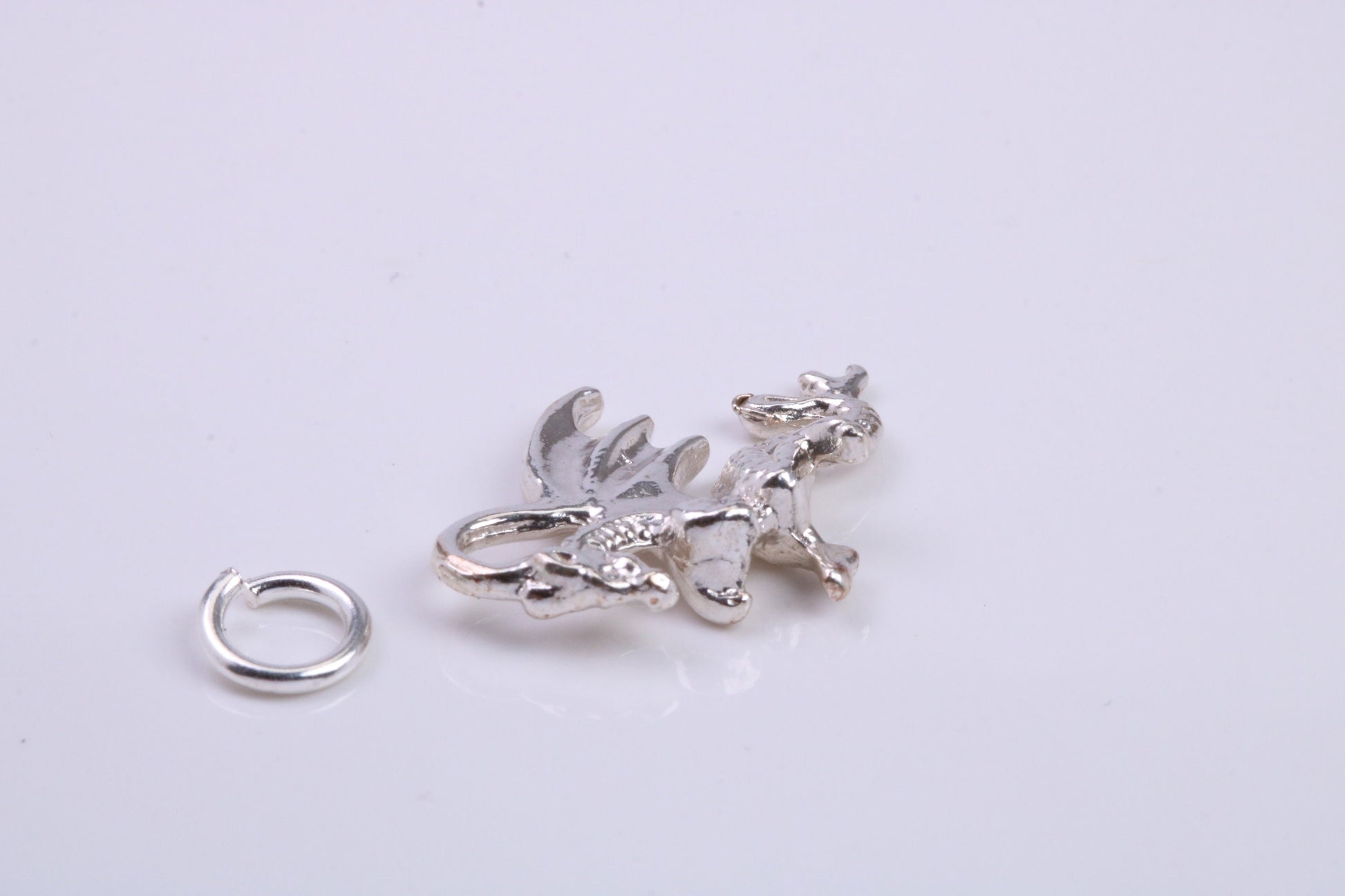Dragon Charm, Traditional Charm, Made from Solid 925 Grade Sterling Silver, Complete with Attachment Link
