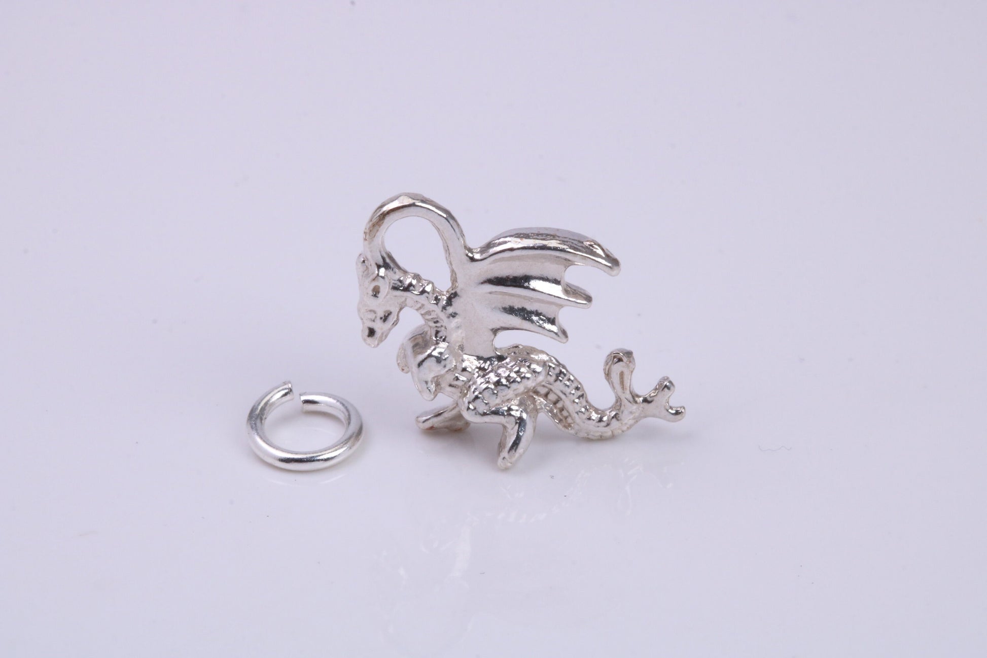 Dragon Charm, Traditional Charm, Made from Solid 925 Grade Sterling Silver, Complete with Attachment Link