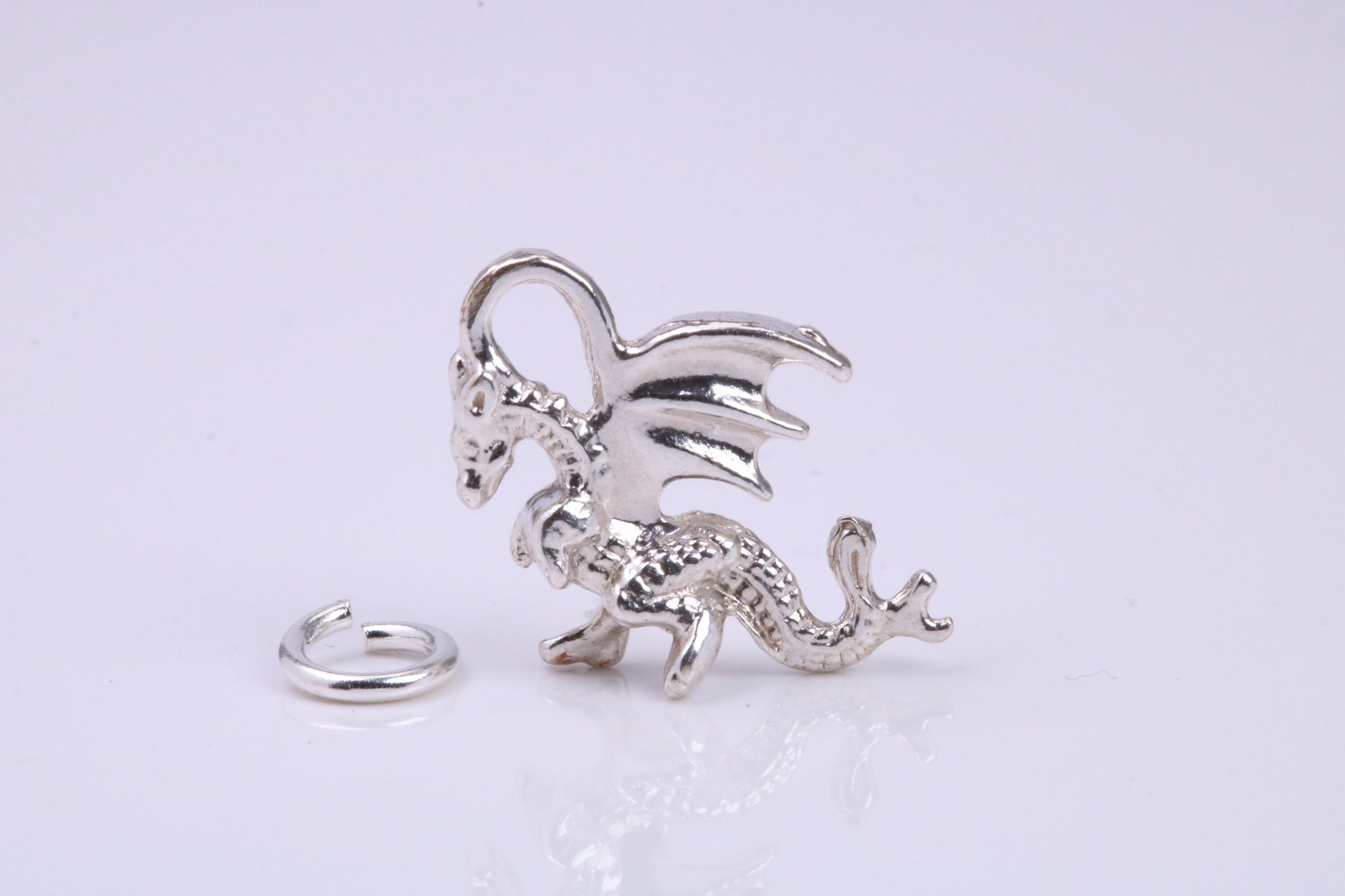 Dragon Charm, Traditional Charm, Made from Solid 925 Grade Sterling Silver, Complete with Attachment Link