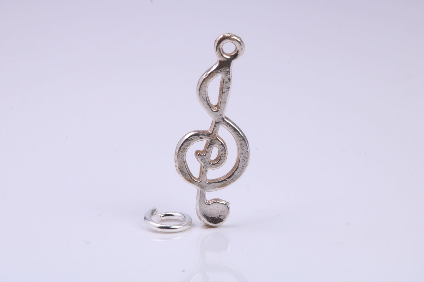 Musical Treble Clef Note Charm, Traditional Charm, Made from Solid 925 Grade Sterling Silver, Complete with Attachment Link