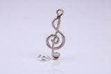 Musical Treble Clef Note Charm, Traditional Charm, Made from Solid 925 Grade Sterling Silver, Complete with Attachment Link