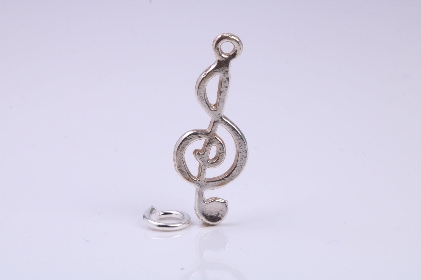Musical Treble Clef Note Charm, Traditional Charm, Made from Solid 925 Grade Sterling Silver, Complete with Attachment Link