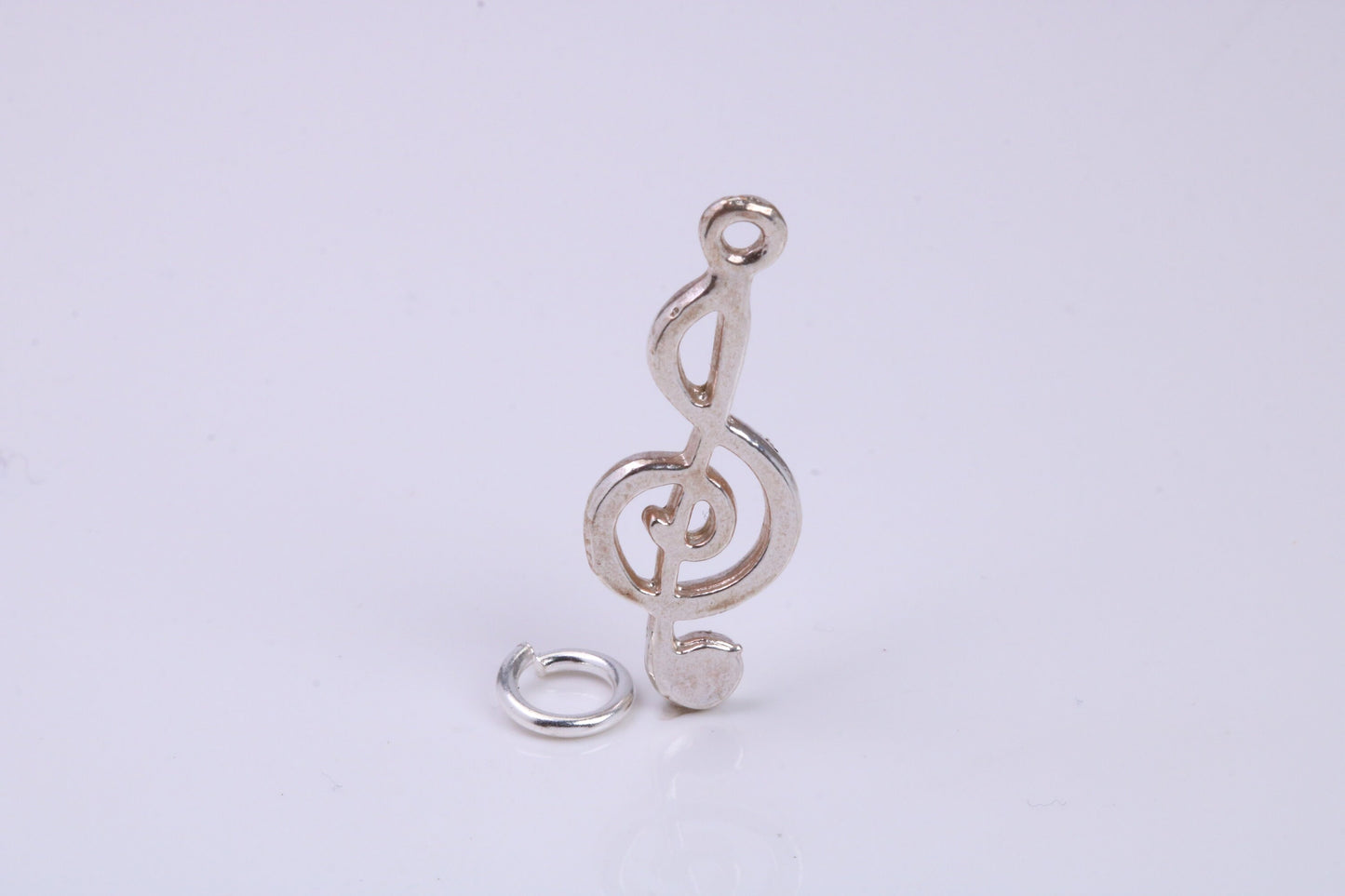 Musical Treble Clef Note Charm, Traditional Charm, Made from Solid 925 Grade Sterling Silver, Complete with Attachment Link