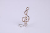 Musical Treble Clef Note Charm, Traditional Charm, Made from Solid 925 Grade Sterling Silver, Complete with Attachment Link