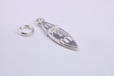 Surf Board Charm, Traditional Charm, Made from Solid 925 Grade Sterling Silver, Complete with Attachment Link
