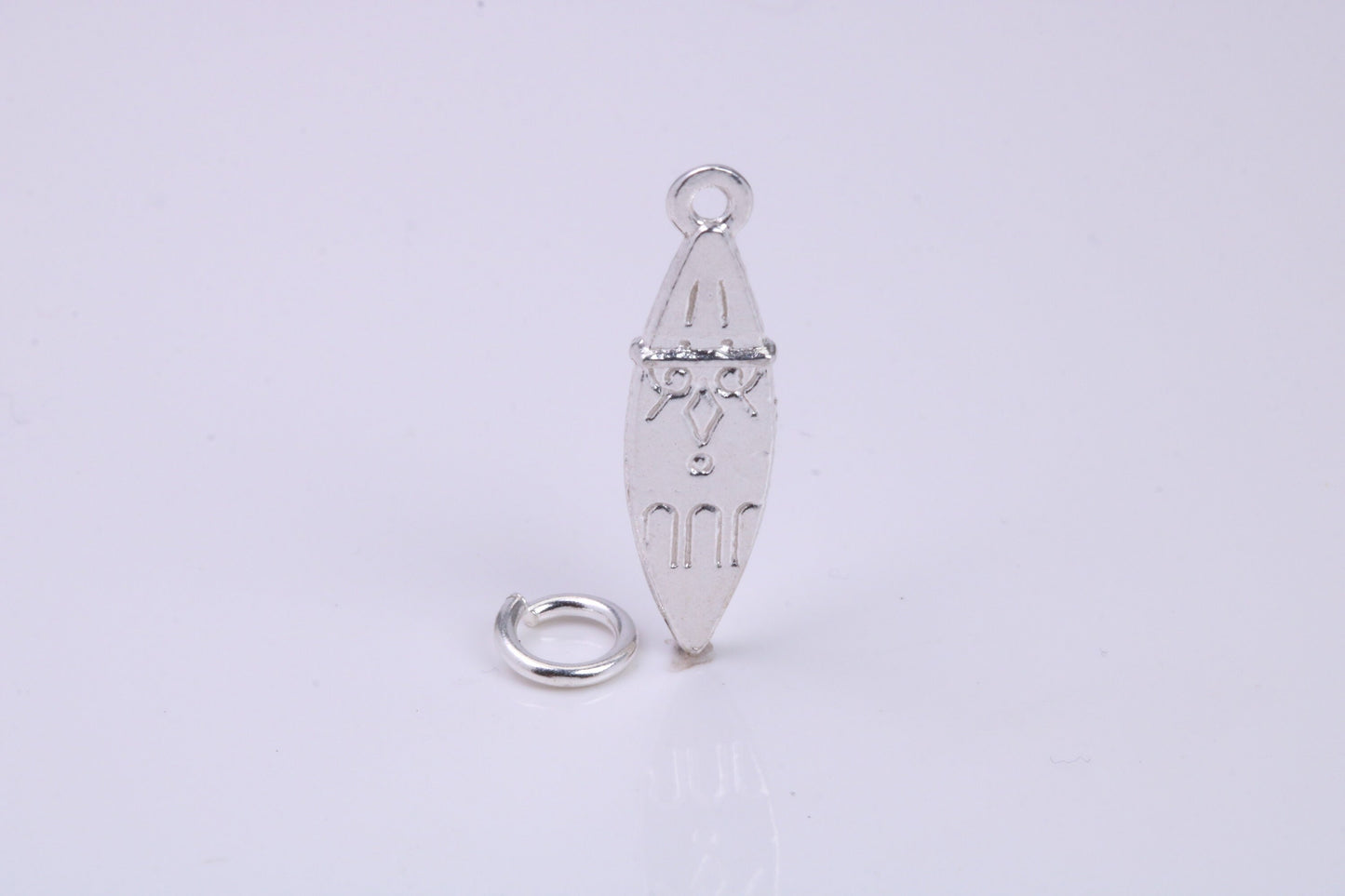 Surf Board Charm, Traditional Charm, Made from Solid 925 Grade Sterling Silver, Complete with Attachment Link