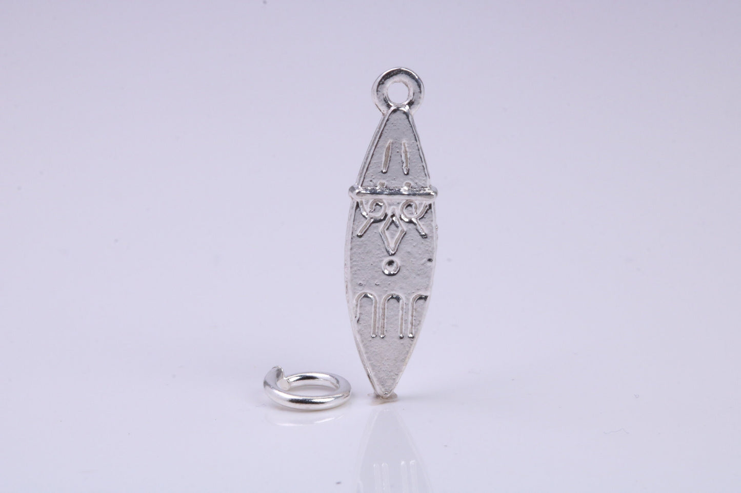 Surf Board Charm, Traditional Charm, Made from Solid 925 Grade Sterling Silver, Complete with Attachment Link