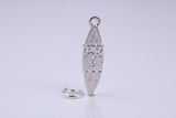Surf Board Charm, Traditional Charm, Made from Solid 925 Grade Sterling Silver, Complete with Attachment Link