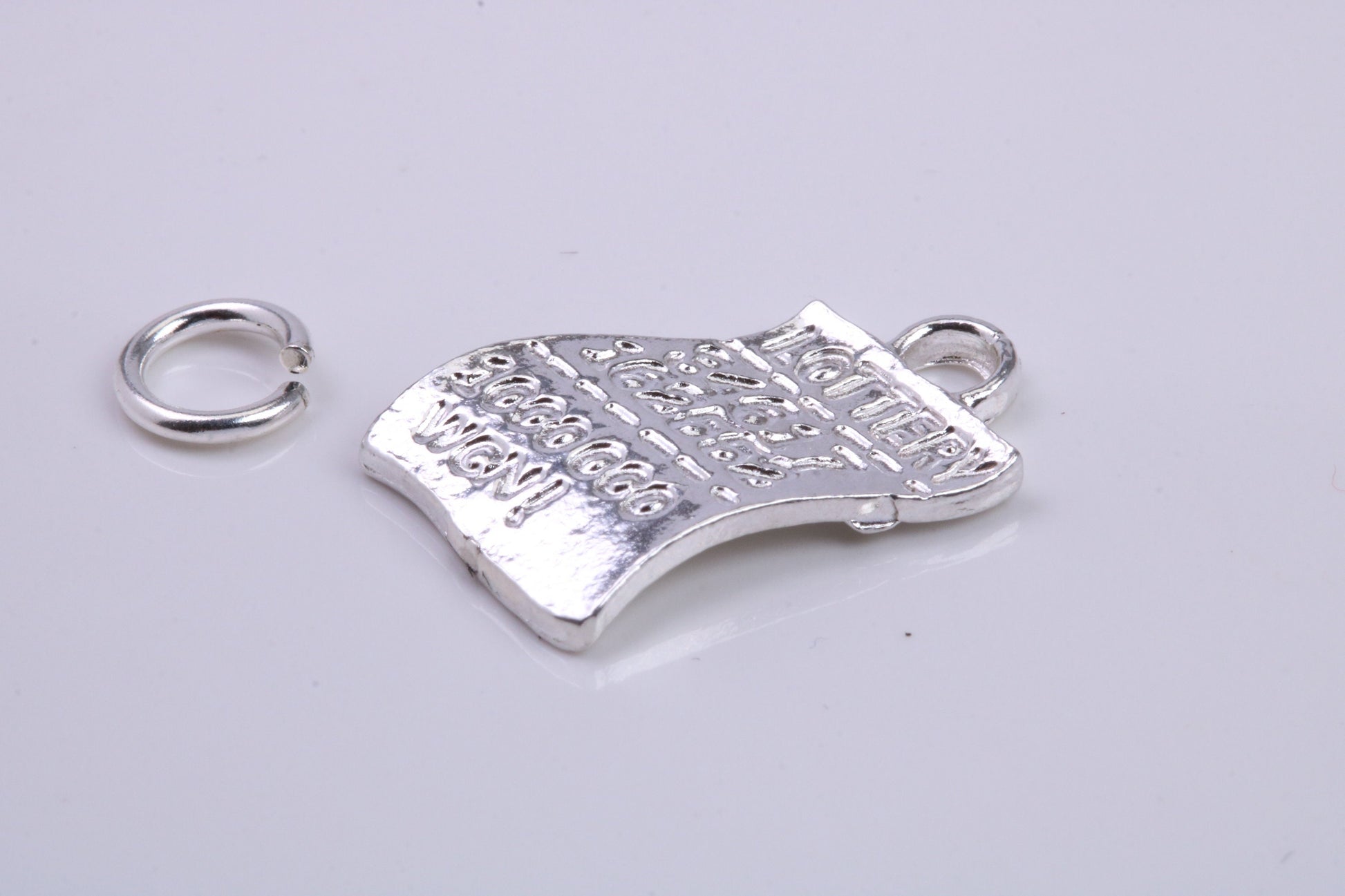 Winning Lottery Ticket Charm, Traditional Charm, Made from Solid 925 Grade Sterling Silver, Complete with Attachment Link