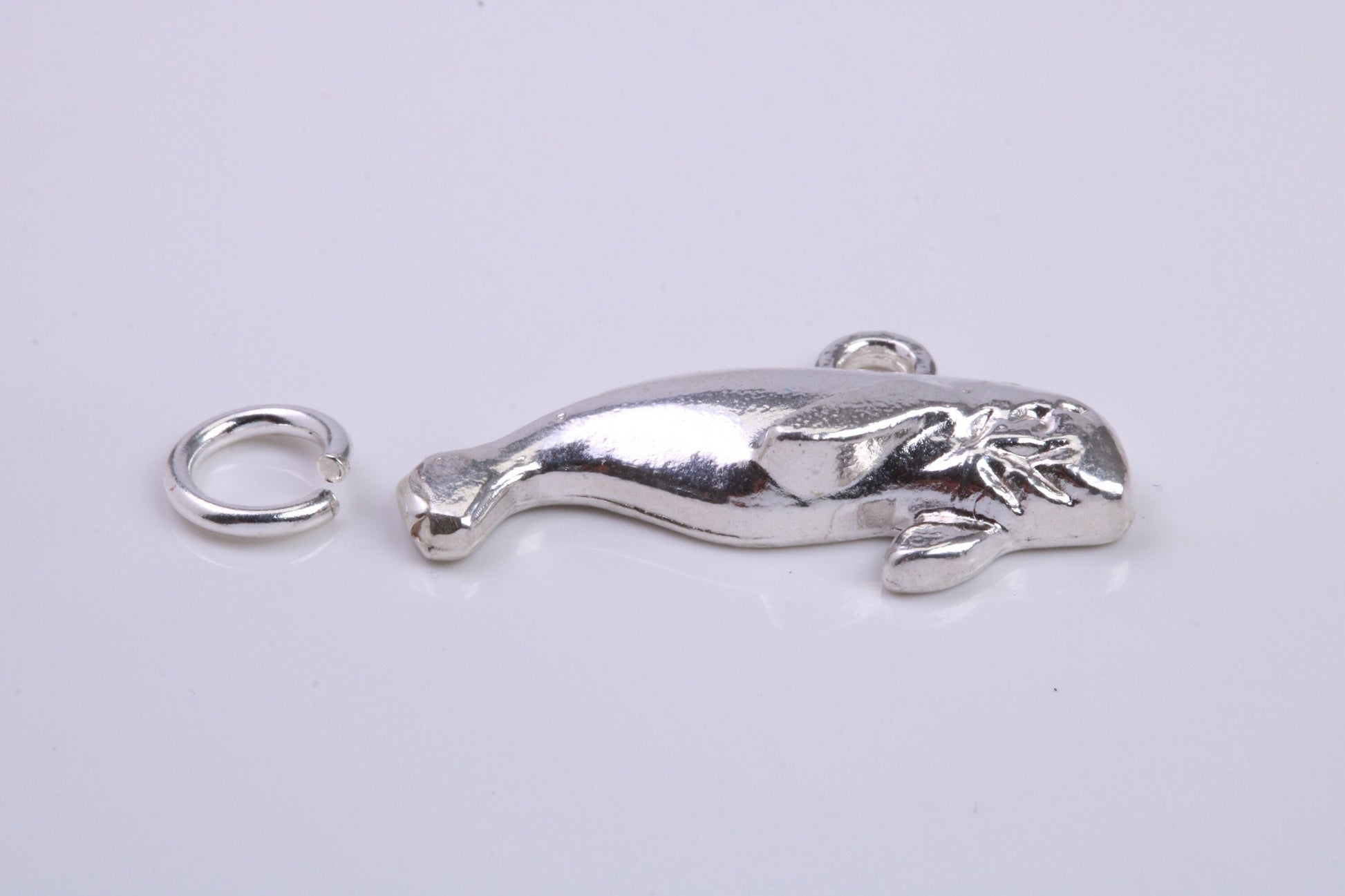 Manatee Charm, Traditional Charm, Made from Solid 925 Grade Sterling Silver, Complete with Attachment Link